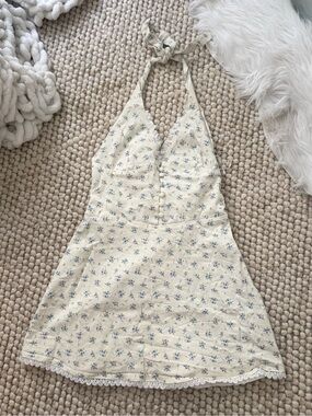 Floral cream halter dress